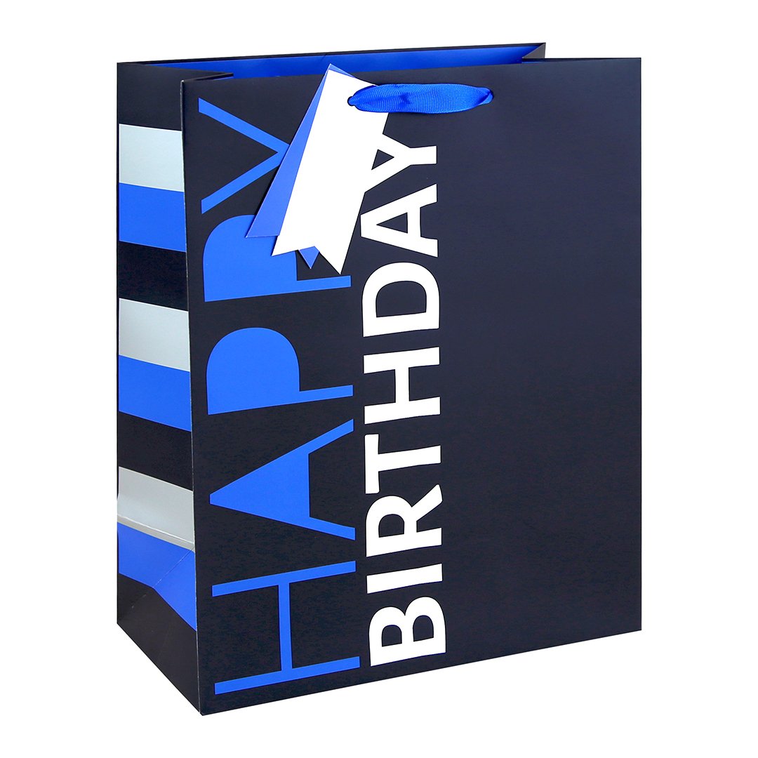 Happy Birthday Large Navy Blue Gift Bag 33cm