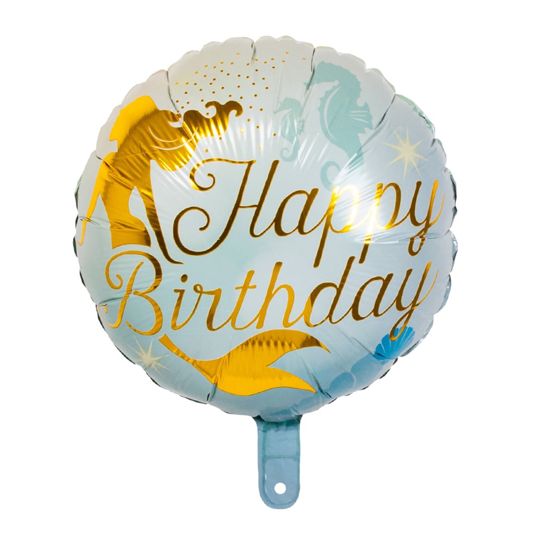 Happy Birthday Mermaid Round Foil Balloon 45cm / 18 in