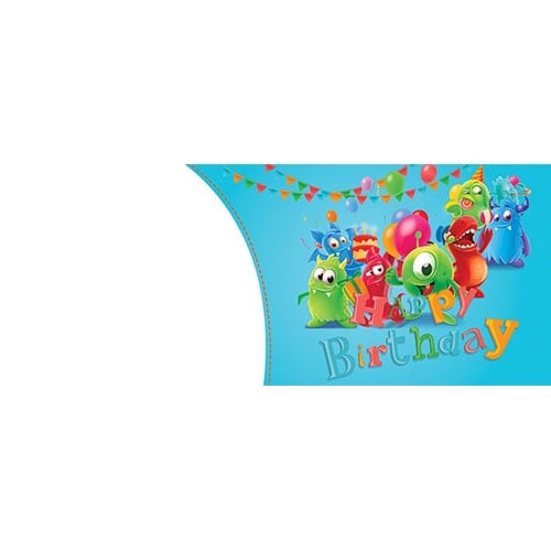 Happy Birthday Monsters Design Small Personalised Banner – 4ft x 2ft