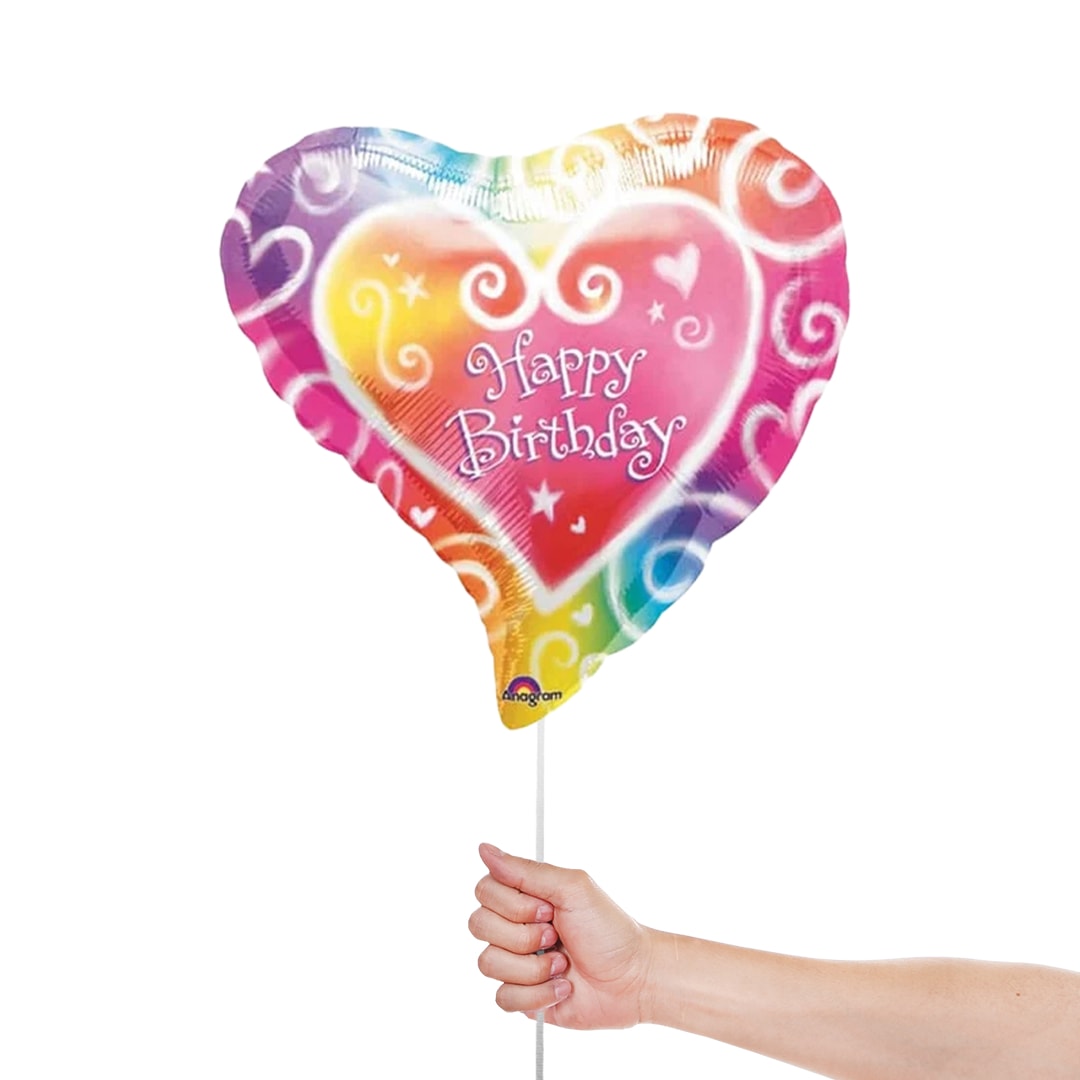 Happy Birthday Multi Coloured Heart Shape Foil Helium Balloon 46cm / 18 in Product Gallery Image
