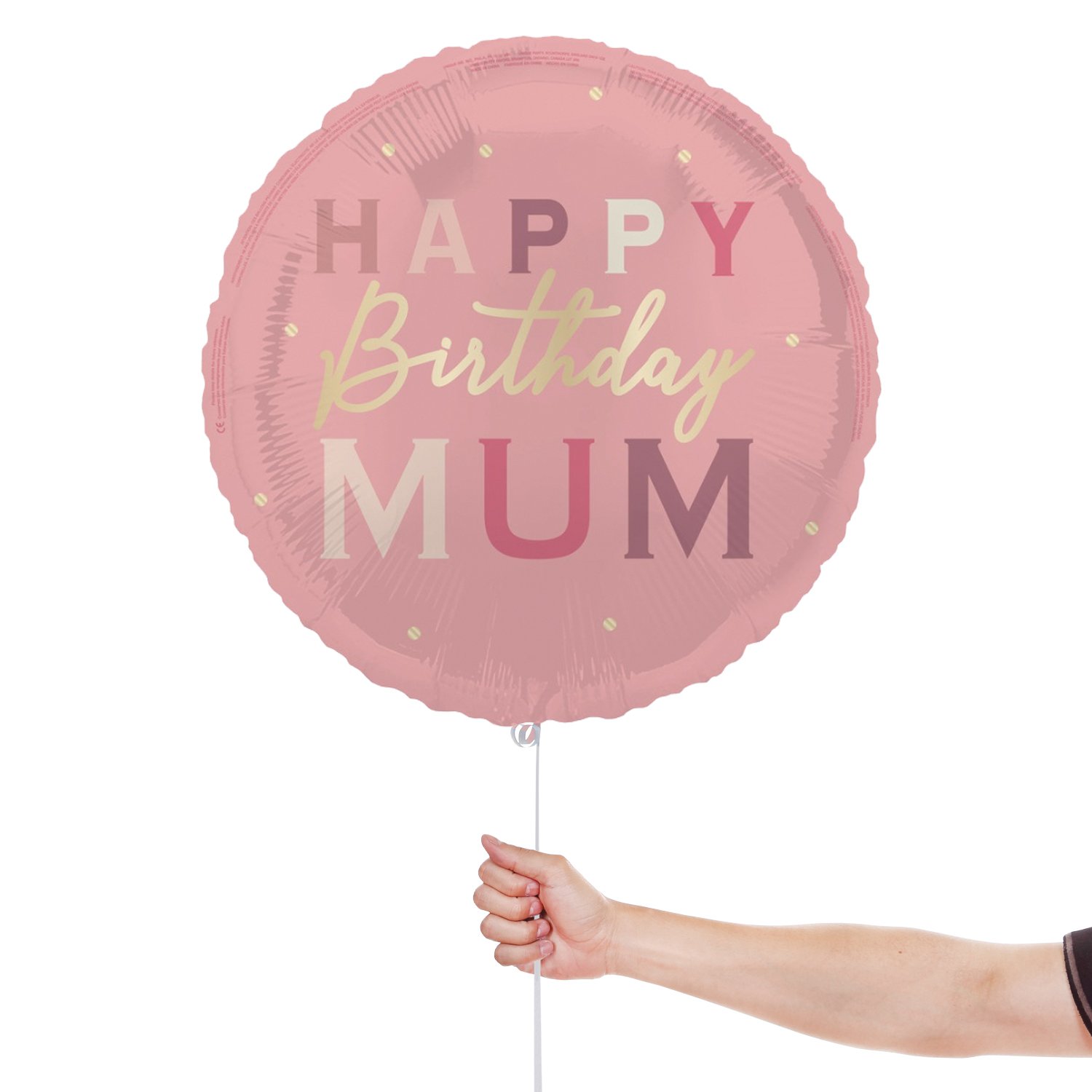 Happy Birthday Mum Round Foil Helium Balloon 46cm / 18 in Product Gallery Image