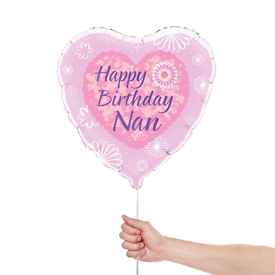 Happy Birthday Nan Heart Foil Helium Balloon 46cm / 18 in Product Gallery Image