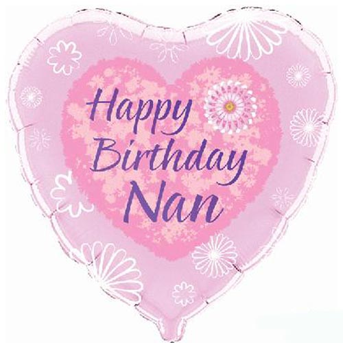 Happy Birthday Nan Heart Foil Helium Balloon 46cm / 18 in Product Gallery Image
