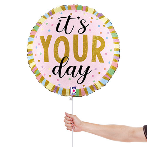 Happy Birthday Pastel Stripes Round Foil Helium Balloon 46cm / 18 in Product Gallery Image