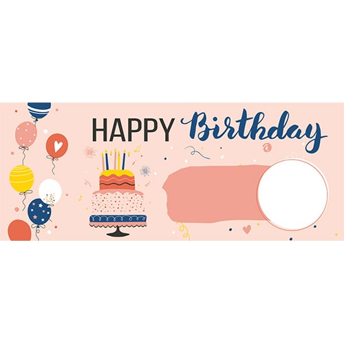 Happy Birthday Pink Design Medium Personalised Banner – 6ft x 2.25ft