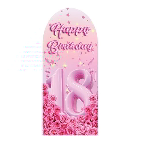 Happy 18th Birthday Pink Gold Stars Single Backdrop Cardboard Cutout 185cm Product Gallery Image