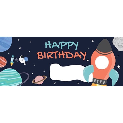 Happy Birthday Space Design Small Personalised Banner – 4ft x 2ft