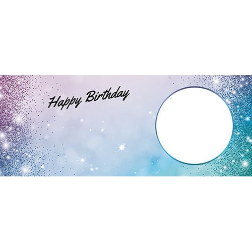 Happy Birthday Sparkles Blue Pink Design Small Personalised Banner – 4ft x 2ft