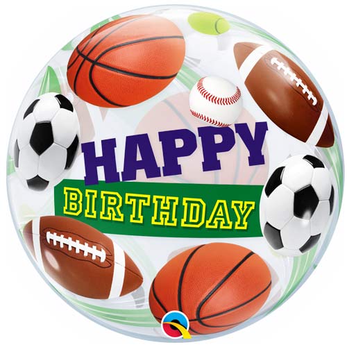 Happy Birthday Sports Bubble Helium Qualatex Balloon 56cm / 22 in Product Gallery Image