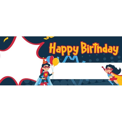 Happy Birthday Superheroes Design Medium Personalised Banner – 6ft x 2.25ft