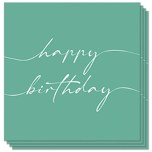 Happy Birthday Teal Green Luncheon Napkins 3 Ply 33cm - Pack of 20