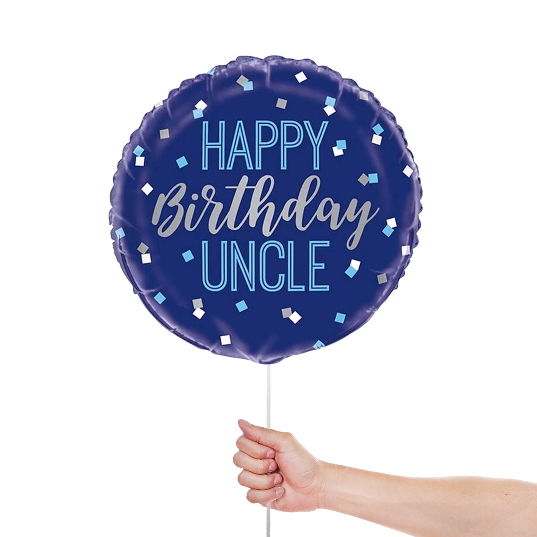 Happy Birthday Uncle Round Foil Helium Balloon 46cm / 18 in Product Gallery Image