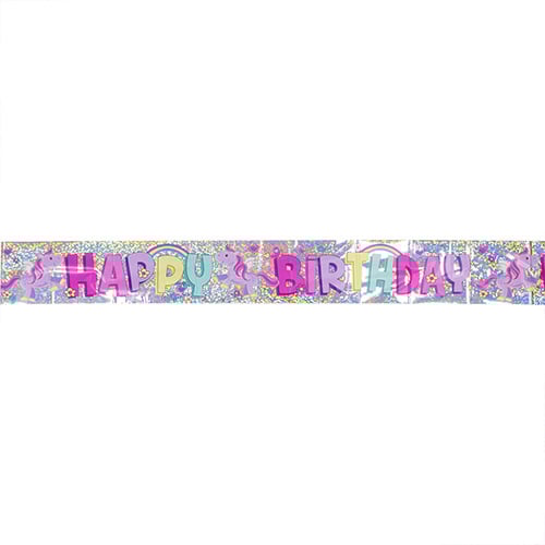 Happy Birthday Unicorn Holographic Foil Banner 260cm Product Gallery Image