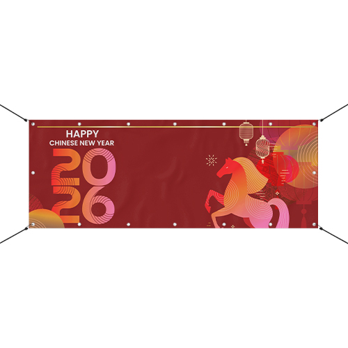 Happy Chinese New Year 2026 Horse Design Small Personalised Banner 4ft x 2ft