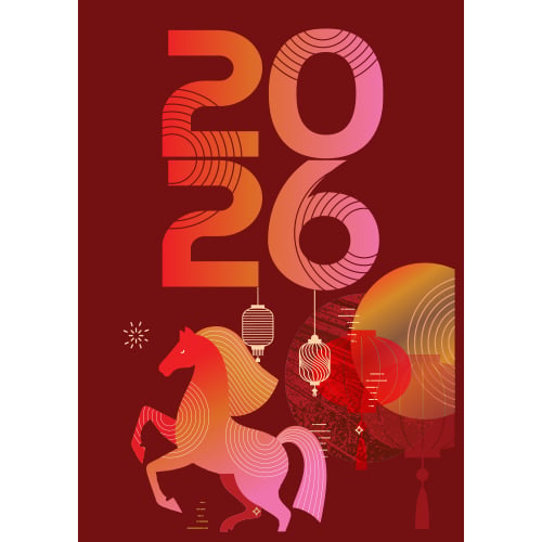 Happy Chinese New Year 2026 Red Horse Design Poster PVC Party Sign Decoration Product Gallery Image