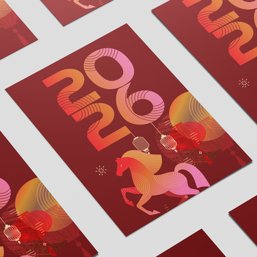 Happy Chinese New Year 2026 Red Horse Design Poster PVC Party Sign Decoration