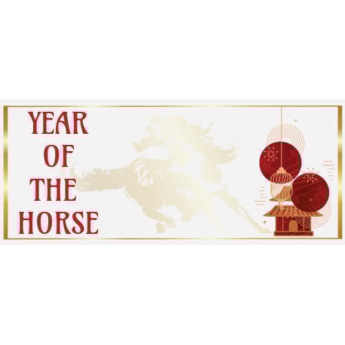 Happy Chinese New Year 2026 White Horse Design PVC Party Sign Decoration