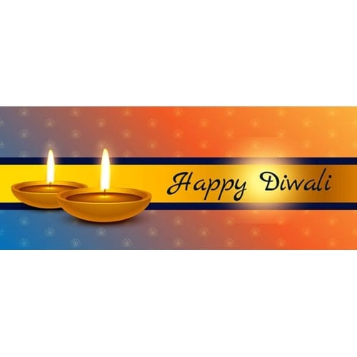 Happy Diwali Candlelights Design Medium Personalised Banner - 6ft x 2.25ft