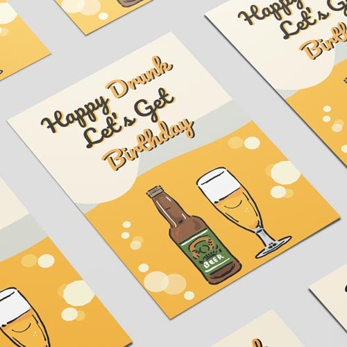 Happy Drunk Birthday Adult Poster PVC Party Sign Decoration Product Gallery Image