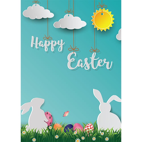 Happy Easter Bunnies & Clouds Poster PVC Party Sign Decoration  Product Gallery Image