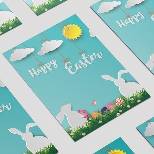 Happy Easter Bunnies & Clouds Poster PVC Party Sign Decoration  Product Gallery Image