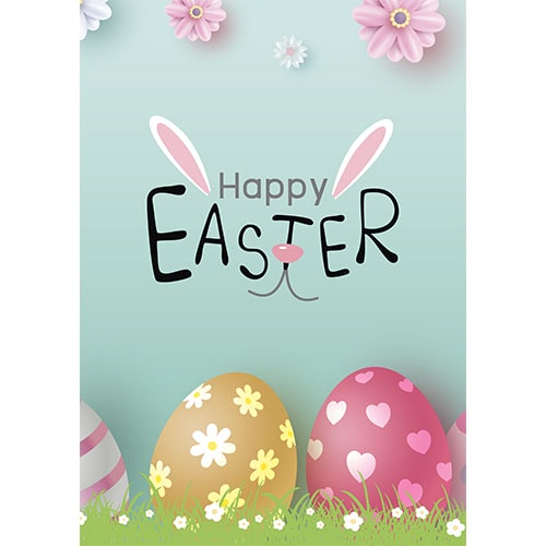 Happy Easter Bunny Ears & Nose Poster PVC Party Sign Decoration Product Gallery Image