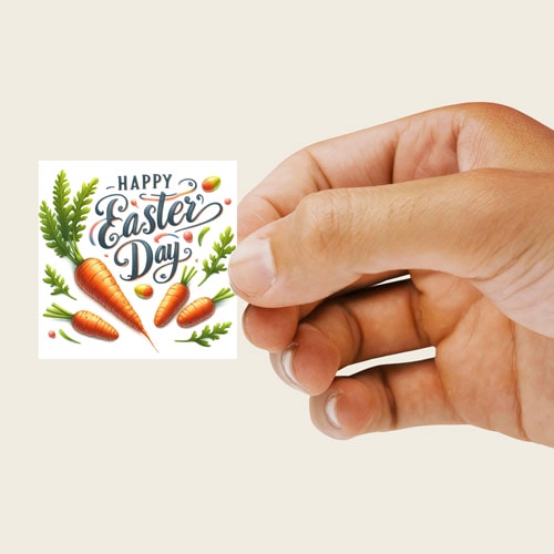 Happy Easter Carrots Square Stickers 65mm - Sheet of 12 Product Gallery Image