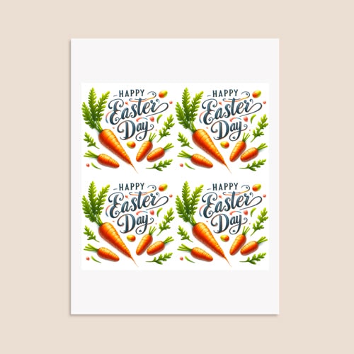 Happy Easter Carrots Square Stickers 95mm - Sheet of 4 Product Gallery Image