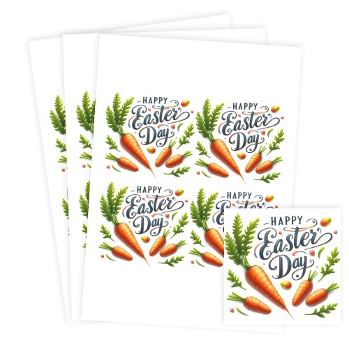 Happy Easter Carrots Square Stickers 95mm - Sheet of 4 Product Gallery Image