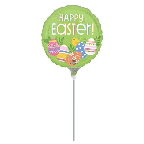 Happy Easter Eggs Green Mini Air Fill Foil Balloon 23cm / 9 in Product Image