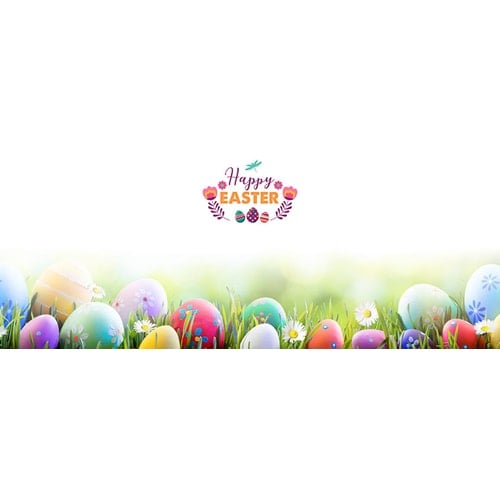 Happy Easter Eggs in the Grass Design Medium Personalised Banner – 6ft x 2.25ft