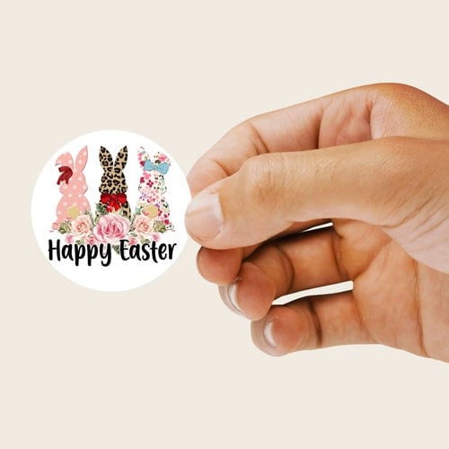 Happy Easter Round Stickers 88mm - Sheet of 6 Product Gallery Image