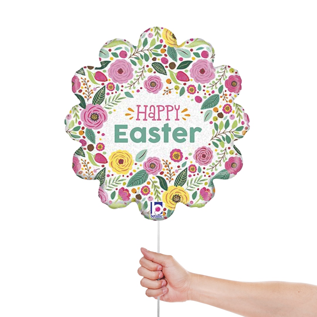 Happy Easter Spring Flowers Holographic Foil Helium Balloon 46cm / 18 in Product Gallery Image