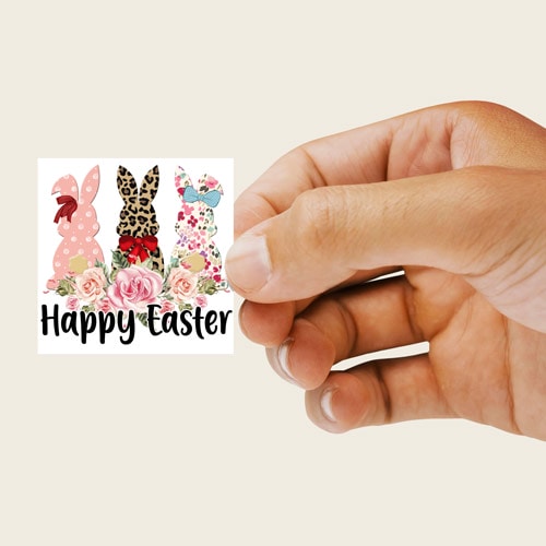 Happy Easter Square Stickers 95mm - Sheet of 4 Product Gallery Image