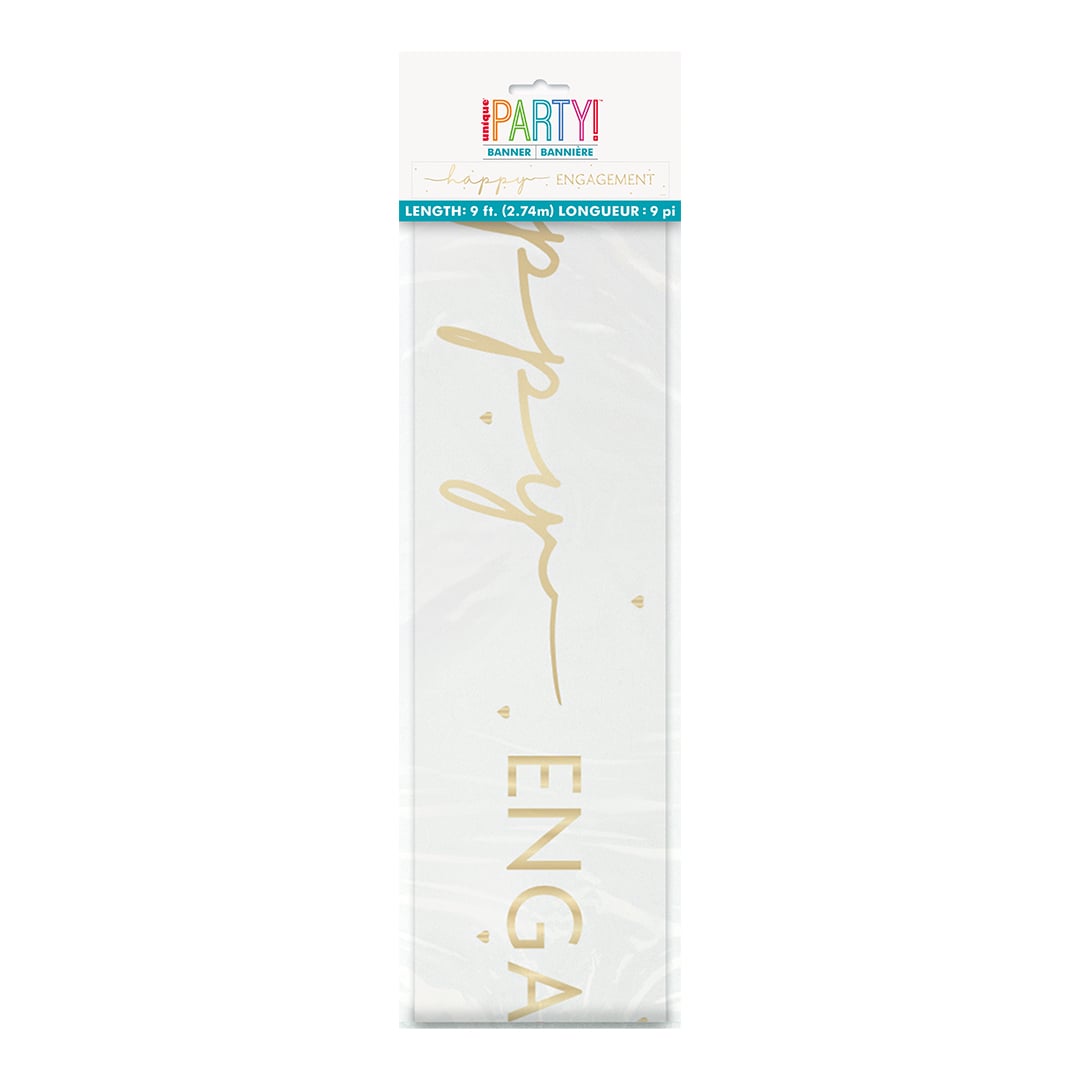 Happy Engagement Gold & White Foil Banner 274cm Product Gallery Image