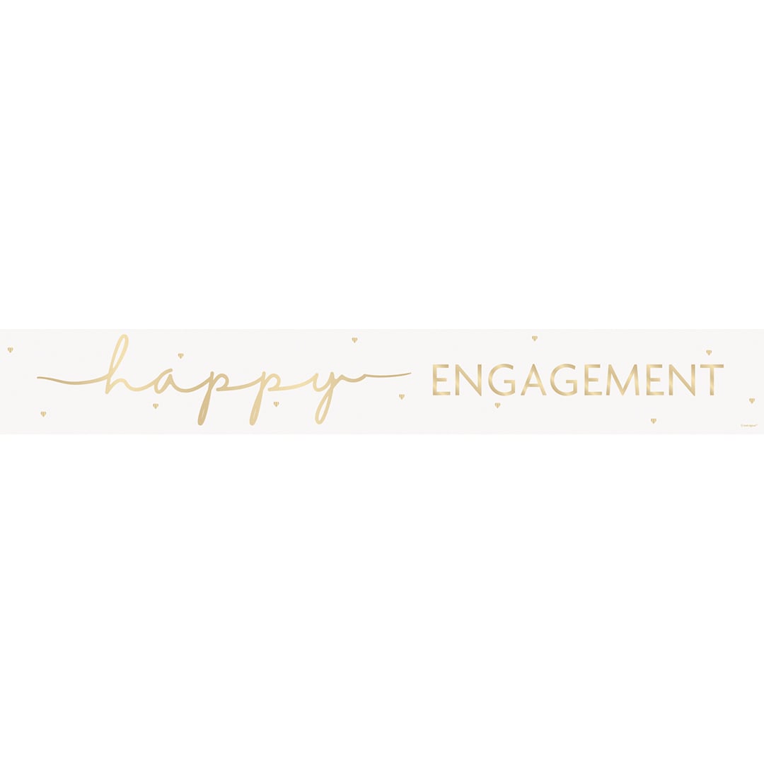 Happy Engagement Gold & White Foil Banner 274cm