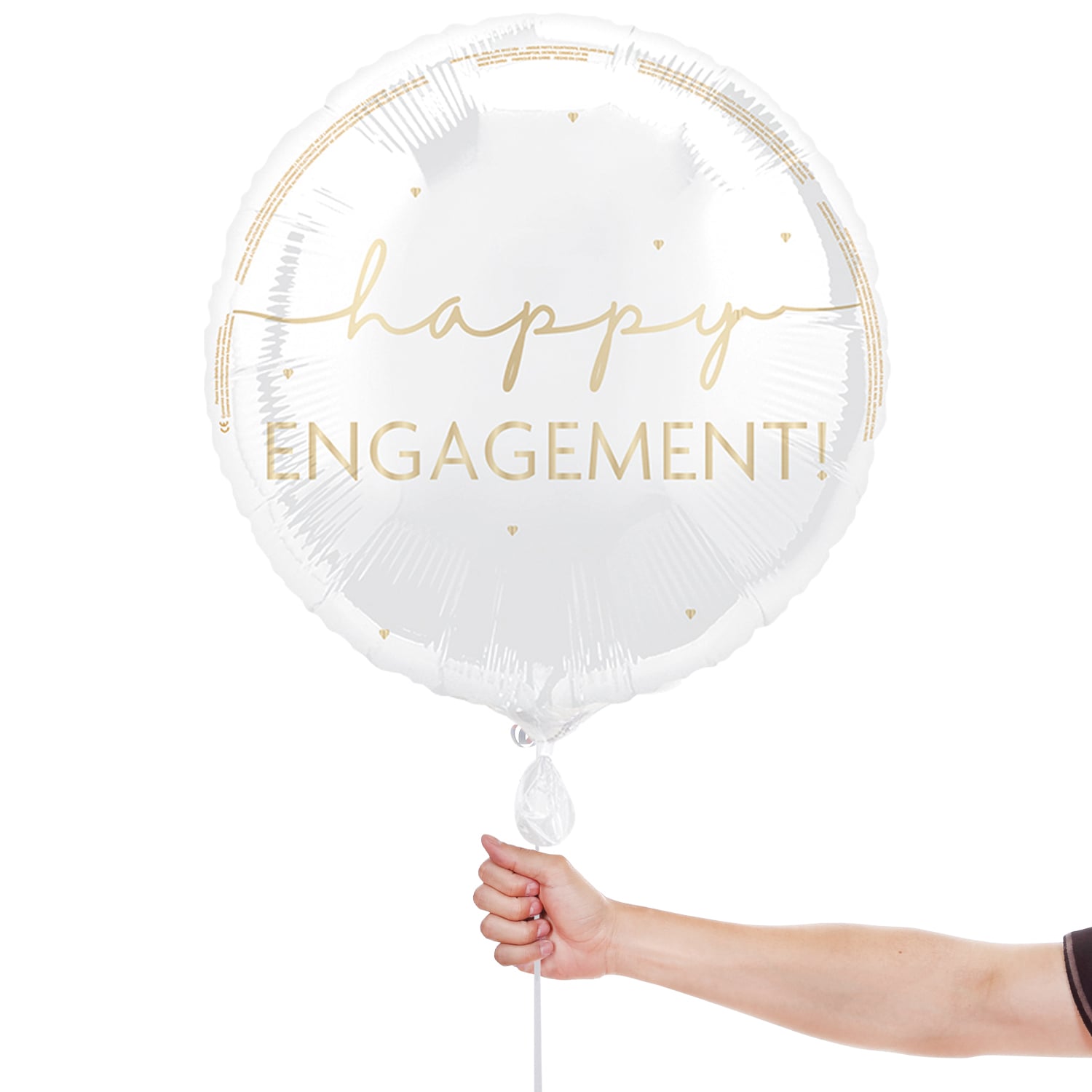 Happy Engagement White Round Foil Balloon 46cm / 18 in Product Gallery Image