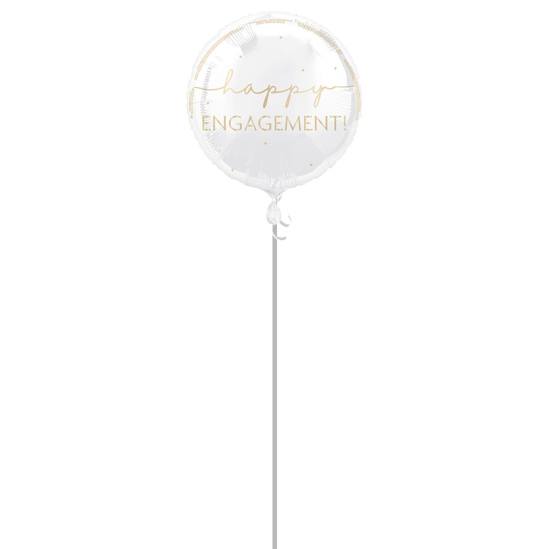 Happy Engagement White Round Foil Balloon - Balloon In A Box Product Gallery Image