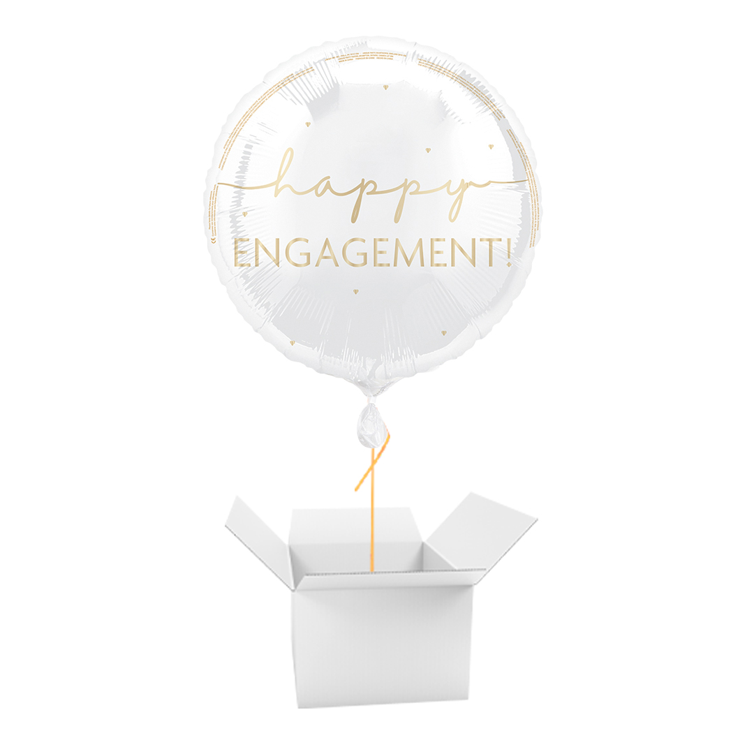 Happy Engagement White Round Foil Balloon - Balloon In A Box