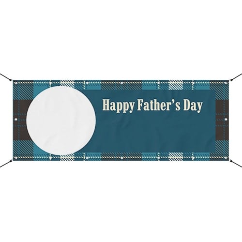 Happy Father's Day Blue Tartan Design Small Personalised Banner – 4ft x 2ft