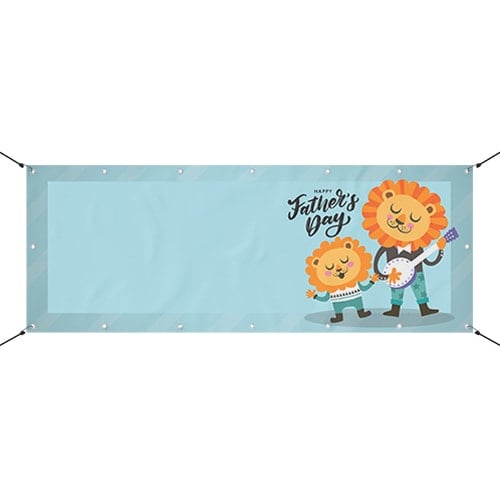Happy Father's Day Lion Design Small Personalised Banner – 4ft x 2ft