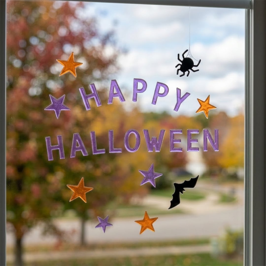 Happy Halloween Lettering Jumbo Gel Window Stickers