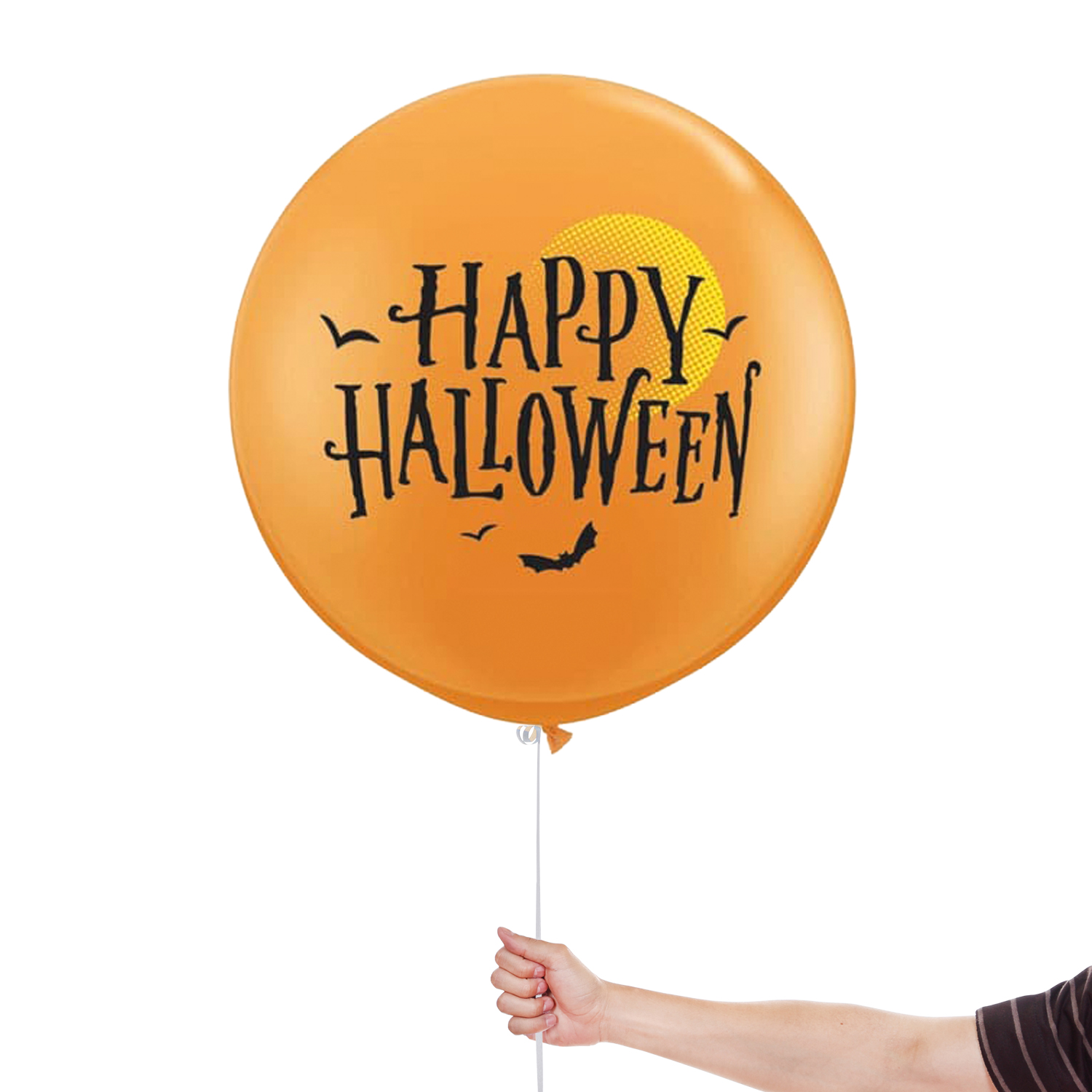 Happy Halloween Moon & Bats Orange Jumbo Round Latex Qualatex Balloons 91cm / 36 in - Pack of 2 View 2