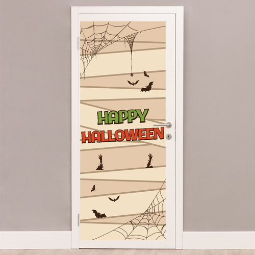 Happy Halloween Mummified Door Cover PVC Party Sign Decoration 66cm x 152cm