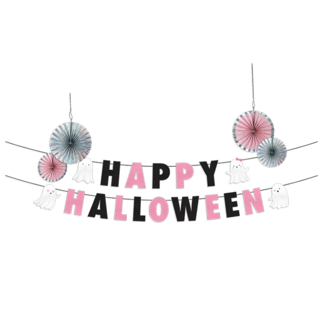 Happy Halloween Pink & Black Party Decoration Kit