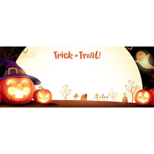 Happy Halloween Pumpkins Design Large Personalised Banner – 10ft x 4ft