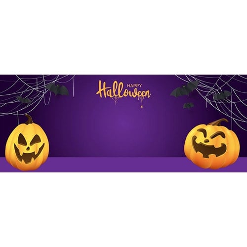 Happy Halloween Purple Design Medium Personalised Banner – 6ft x 2.25ft