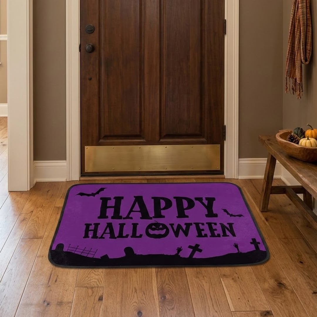 Happy Halloween Purple Door Mat 60cm