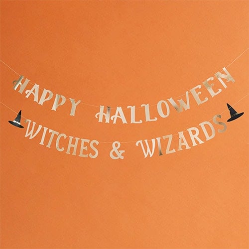 Happy Halloween Witches & Wizards Gold Card Banner 2.5m Product Gallery Image