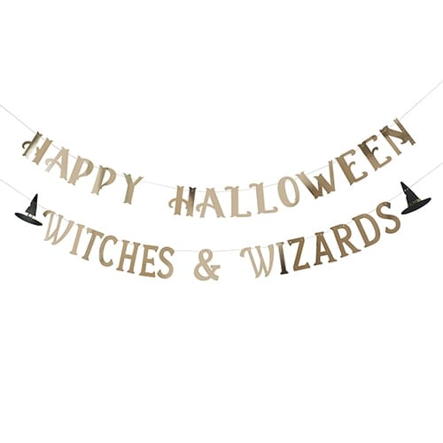 Happy Halloween Witches & Wizards Gold Card Banner 2.5m Product Gallery Image